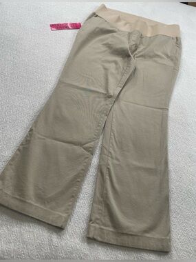 duo Maternity Beige Stretch Waistband Chinos~ Size Large ~ Casual‎ or Business